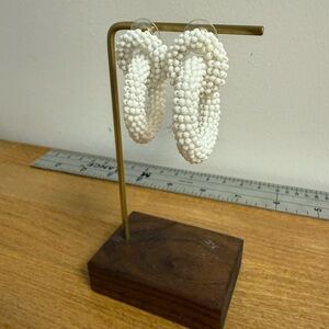 Baublebar white seed beaded chain link dangle earrings